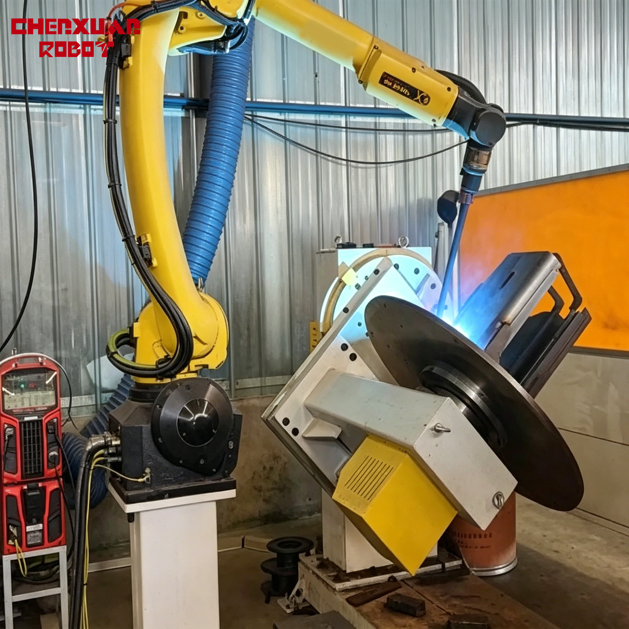 Welding robot with rotary positioner
